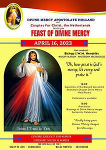 zondag 16 april - Feast of Divine Mercy