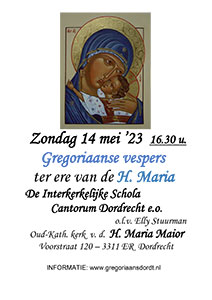 zondag 14 mei - Gregoriaanse Vespers ter ere van Maria