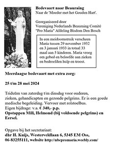 zaterdag 25 t/m dinsdag 28 mei - Bedevaart Bisdom Den Bosch - Beauraing