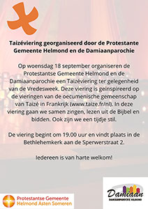 woensdag 18 september - Taizé-viering - Vredesweek