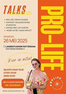 maandag 26 mei - Pro-Life - Kom in actie!