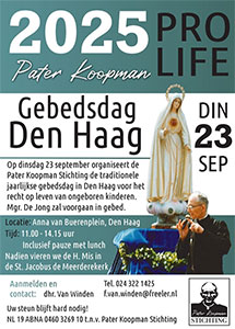 dinsdag 23 september - Prolife Gebedsdag Den Haag