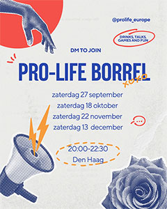 zaterdag 27 september - Pro-Life Europe - Borrel