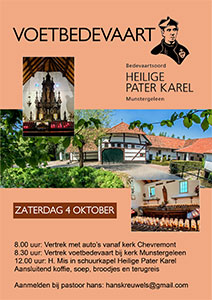 zaterdag 4 oktober - Bedevaart naar pater Karel