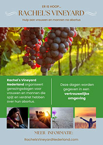 donderdag 24 t/m zaterdag 26 september - Rachels Vineyard Hulp aan vrouwen na abortus donderdag 24 t/m zaterdag 26 september - Rachels Vineyard Hulp aan vrouwen na abortus